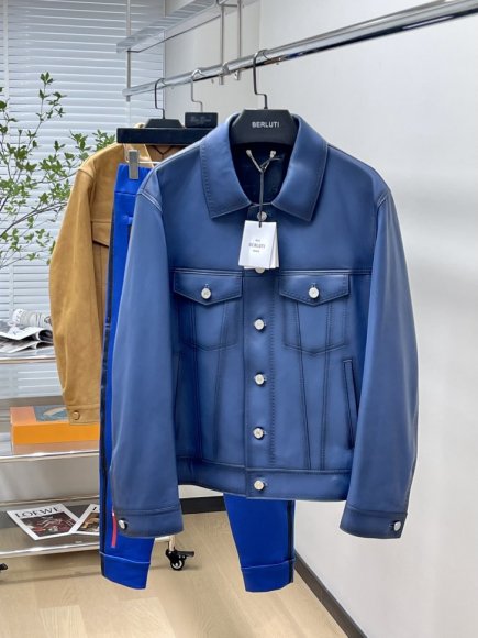 Berluti 2022 Мужская кожаная куртка TI_0908BE8