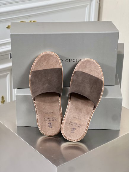 Brunello Cucinelli Urban - Мужские шлепанцы сланцы BL_1203BC4 Brunello Cucinelli Urban - Мужские шлепанцы сланцы BL_1203BC4