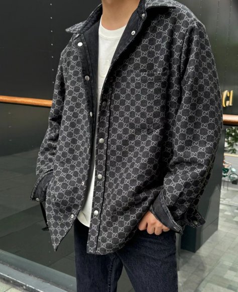 Gucci - Мужская двусторонняя шерстяная джинсовая рубашка куртка TJ_3010GU1