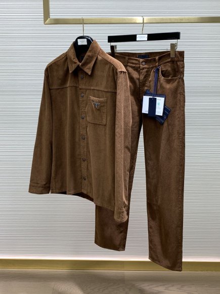 Prada - Мужская вельветовая рубашка штаны брюки костюм TI_2606PR5 Prada - Мужская вельветовая рубашка штаны брюки костюм TI_2606PR5