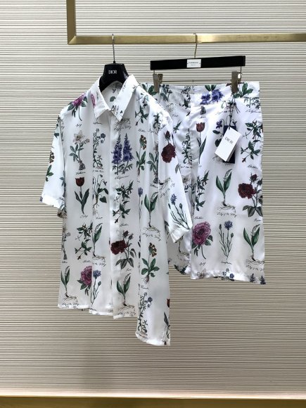 Dior - Мужская шелковая рубашка костюм шорты TI_2606DI8 Dior - Мужская шелковая рубашка костюм шорты TI_2606DI8